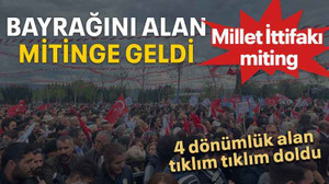 Bayrağını alan mitinge geldi
